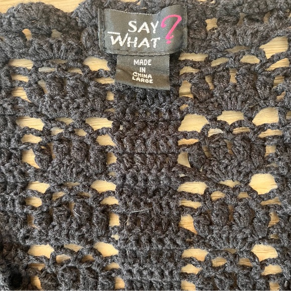 Say What? Black Open-Front Crochet Cardigan - Picture 7 of 11
